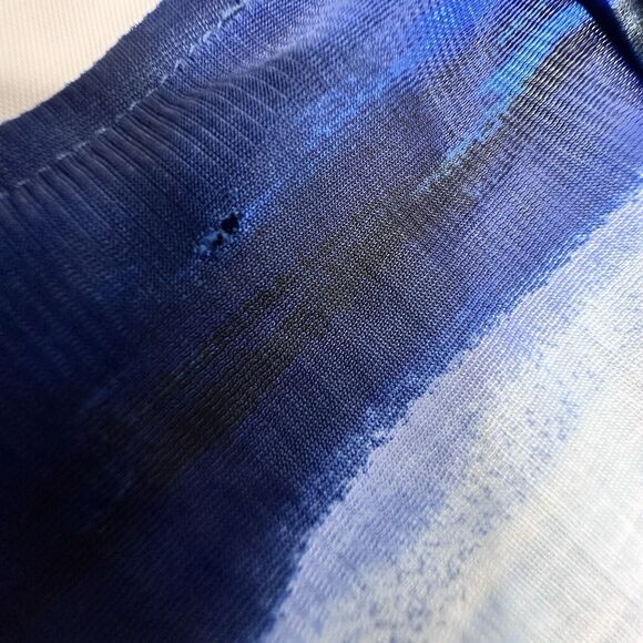 Chicos Open Front Cardigan Large Textured Crinkle Shades of Blue NO SIZE TAG - Picture 9 of 13